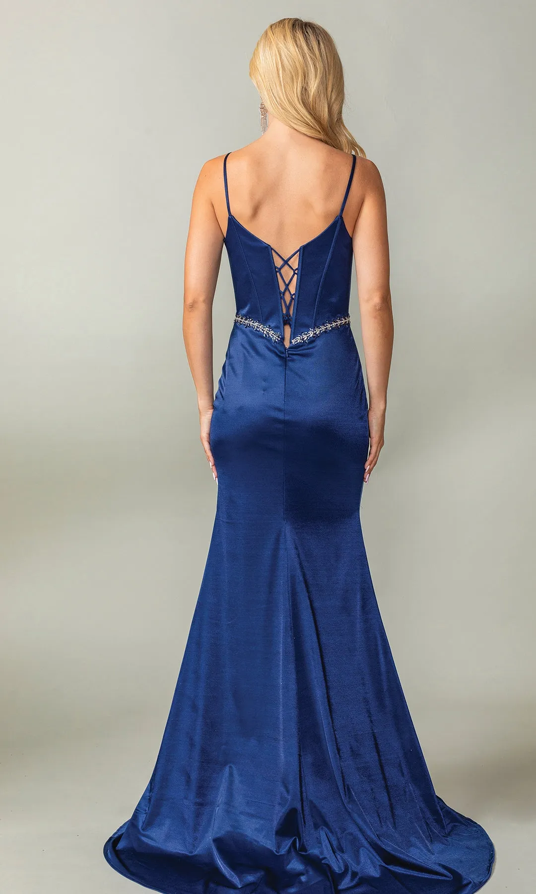 Beaded-Waist Long Corset-Back Prom Dress 4403 sold by PromGirl product image thumbnail 2