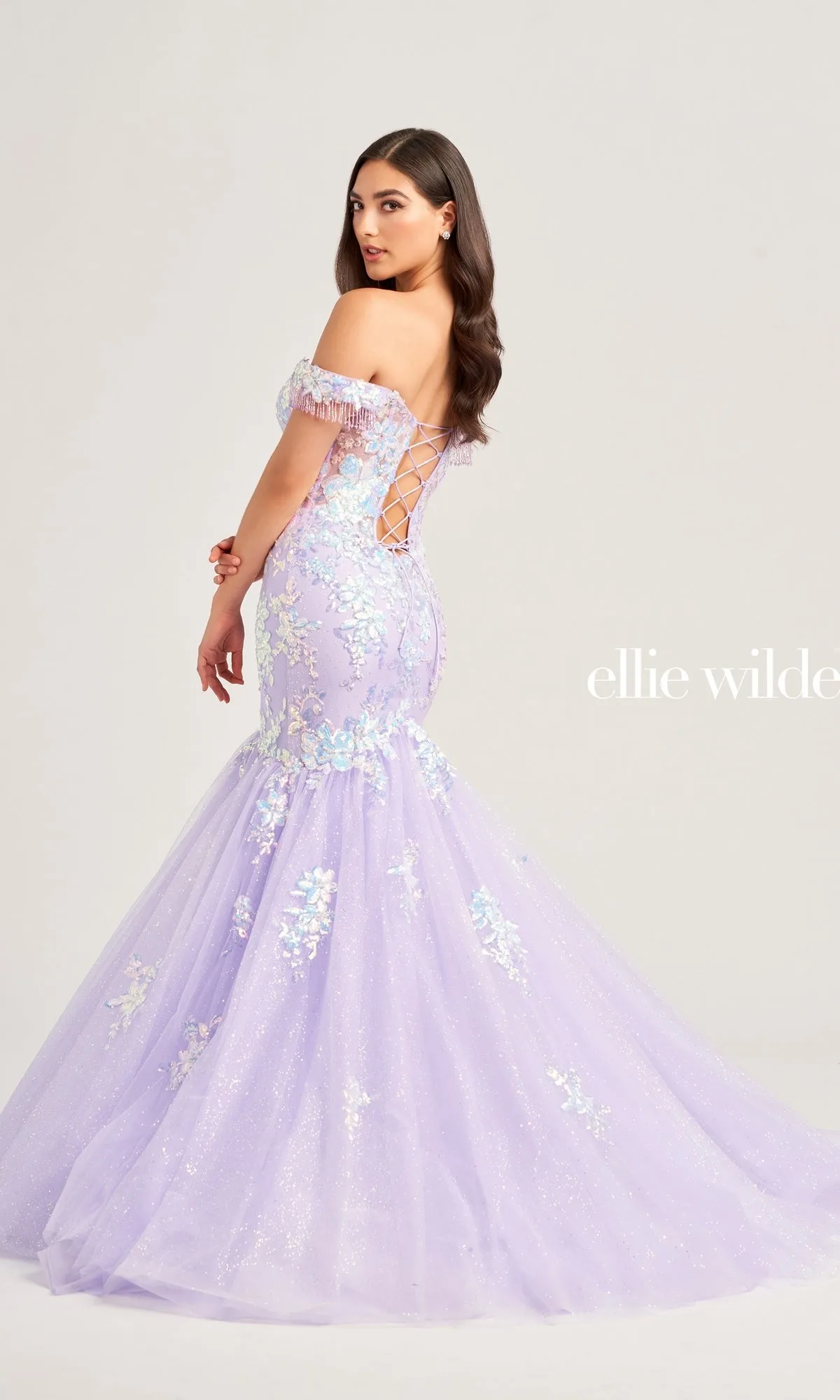 Fringed Ellie Wilde Long Sequin Prom Dress EW35219 sold by PromGirl product image thumbnail 2