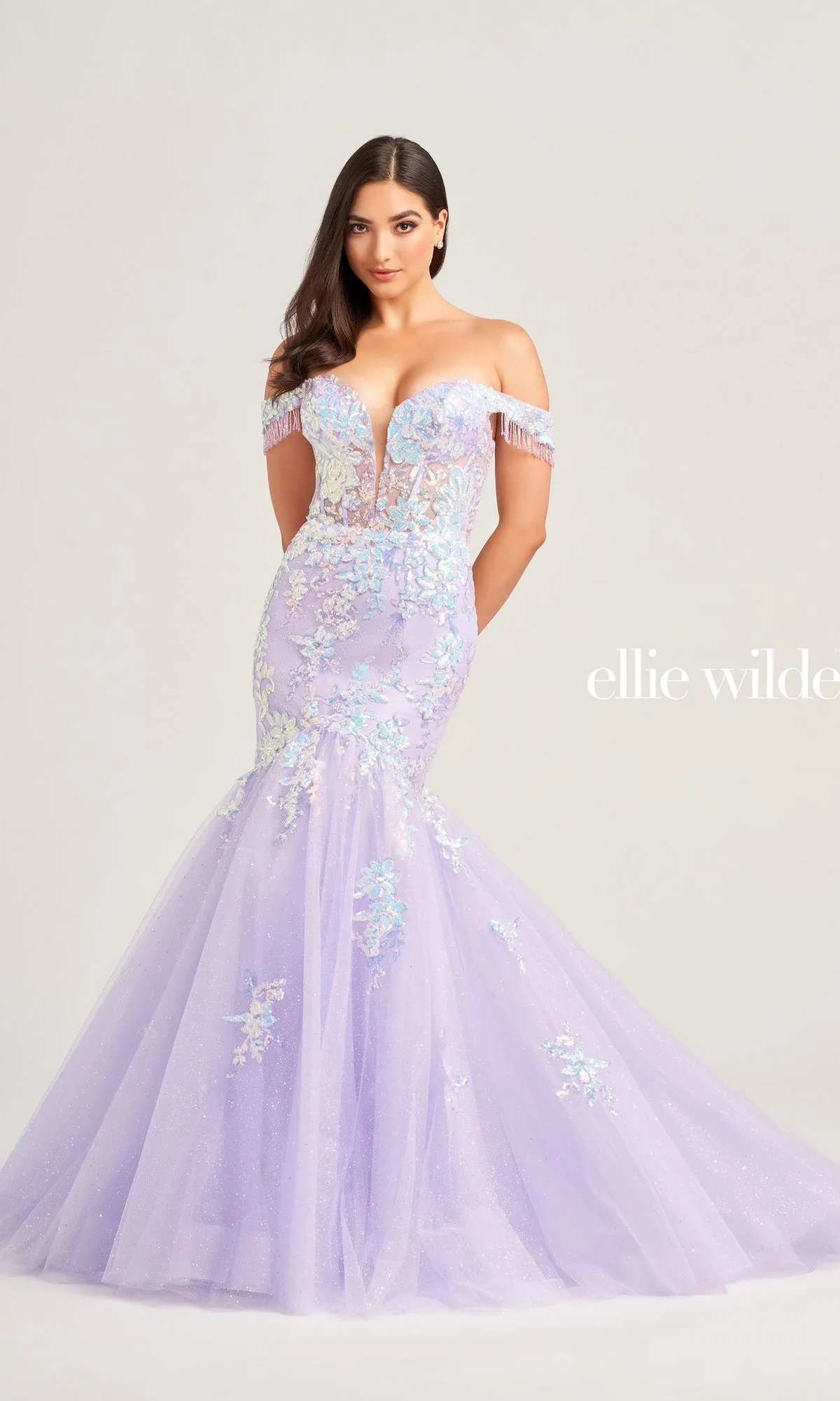 Fringed Ellie Wilde Long Sequin Prom Dress EW35219 sold by PromGirl product image thumbnail 3