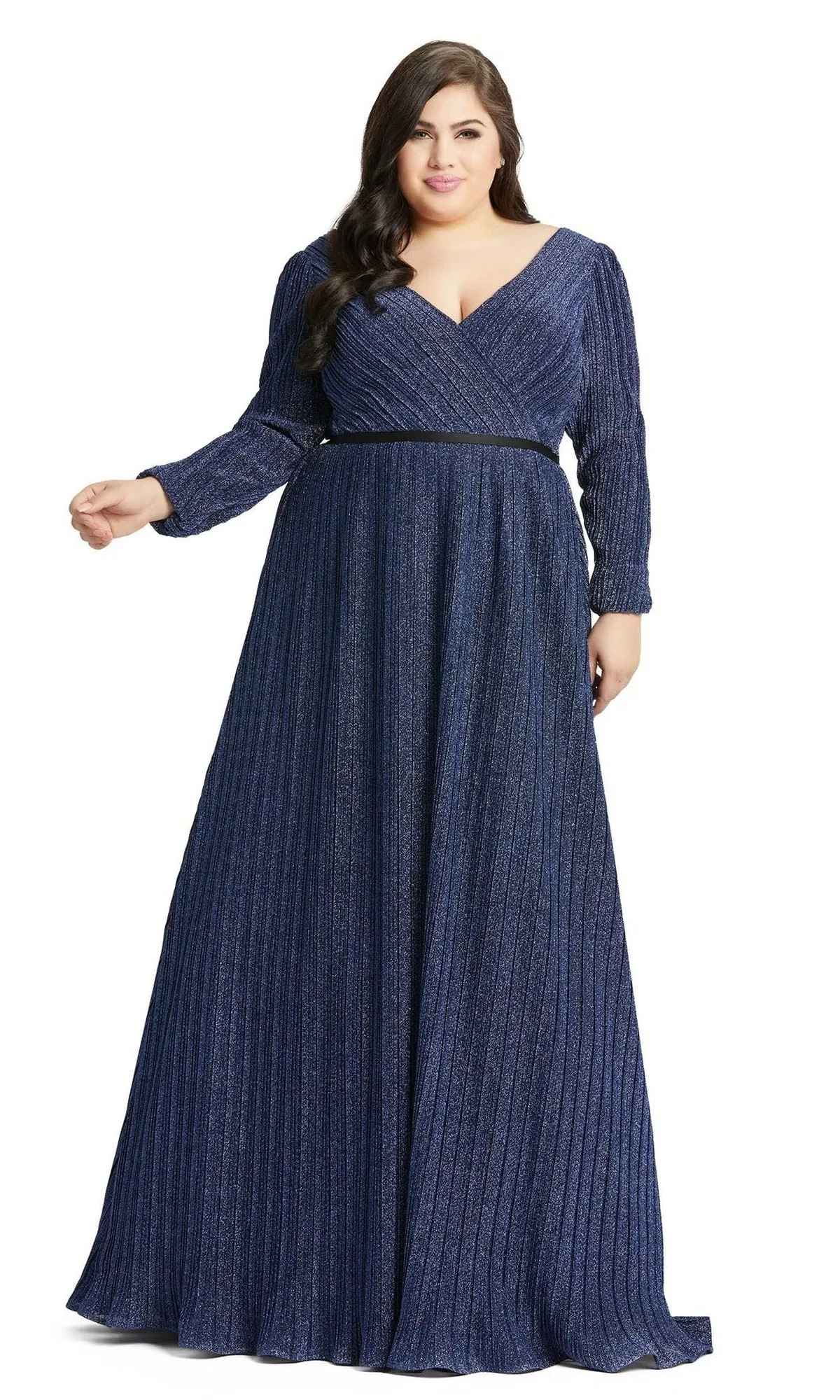 Plus-Size Long Blue Formal Dress: Mac Duggal 48892 sold by PromGirl