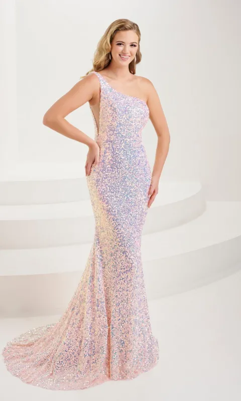 Tiffany One-Shoulder Long Sequin Prom Dress 16114 sold by PromGirl