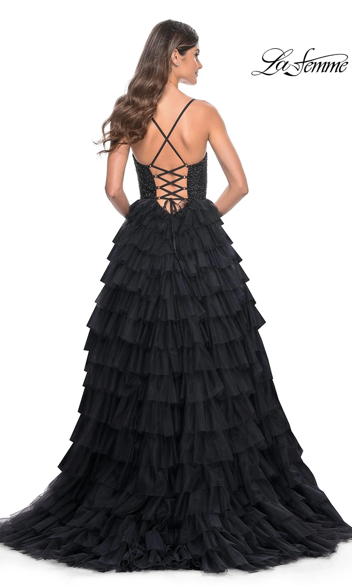 La Femme Long Ruffled Prom Ball Gown 32002 sold by PromGirl product image thumbnail 2