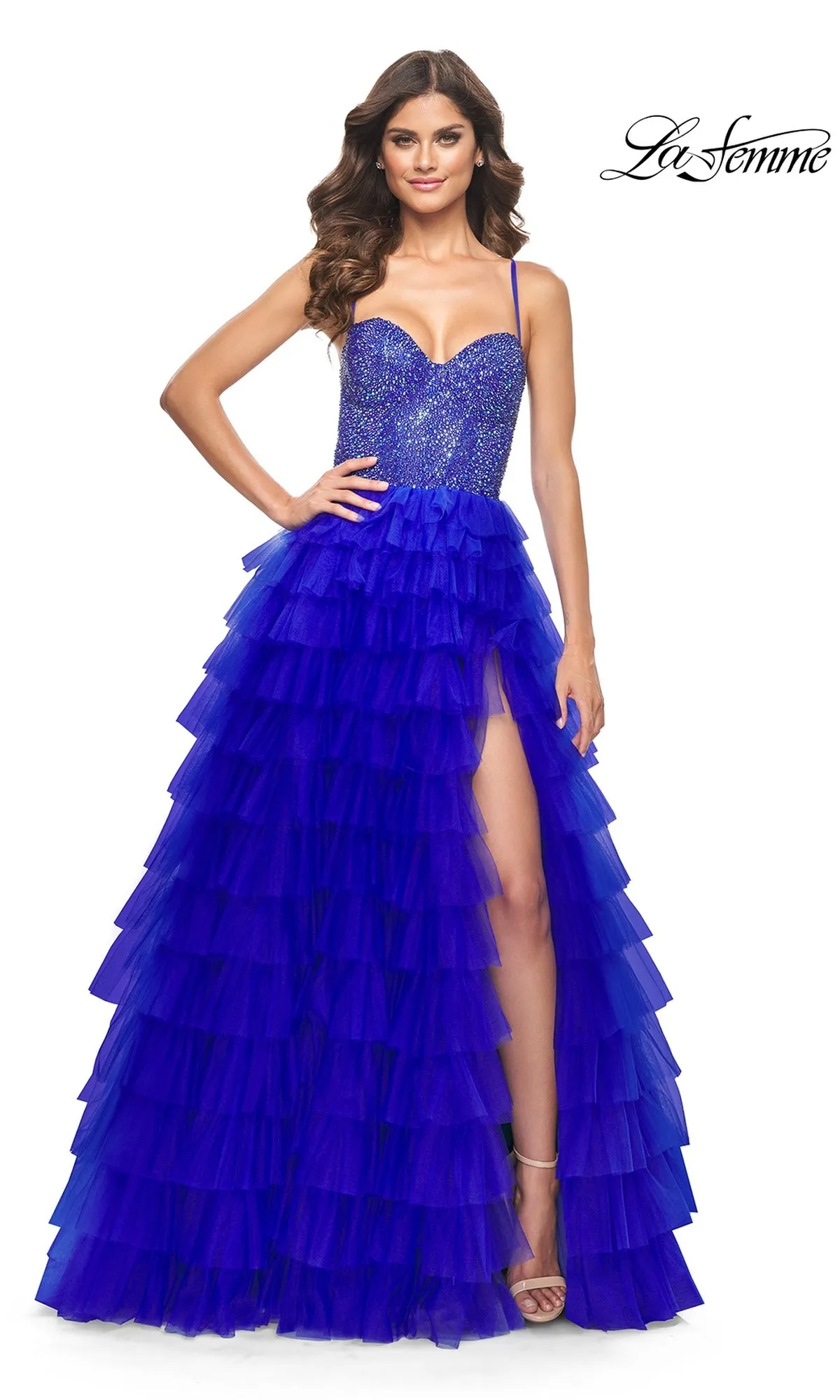 La Femme Long Ruffled Prom Ball Gown 32002 sold by PromGirl product image thumbnail 3