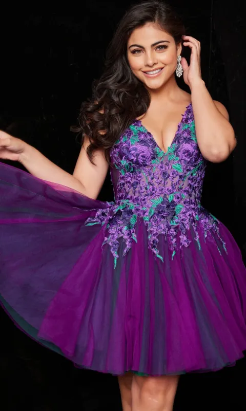 Jovani Short Purple Babydoll Party Dress 26096 sold by PromGirl