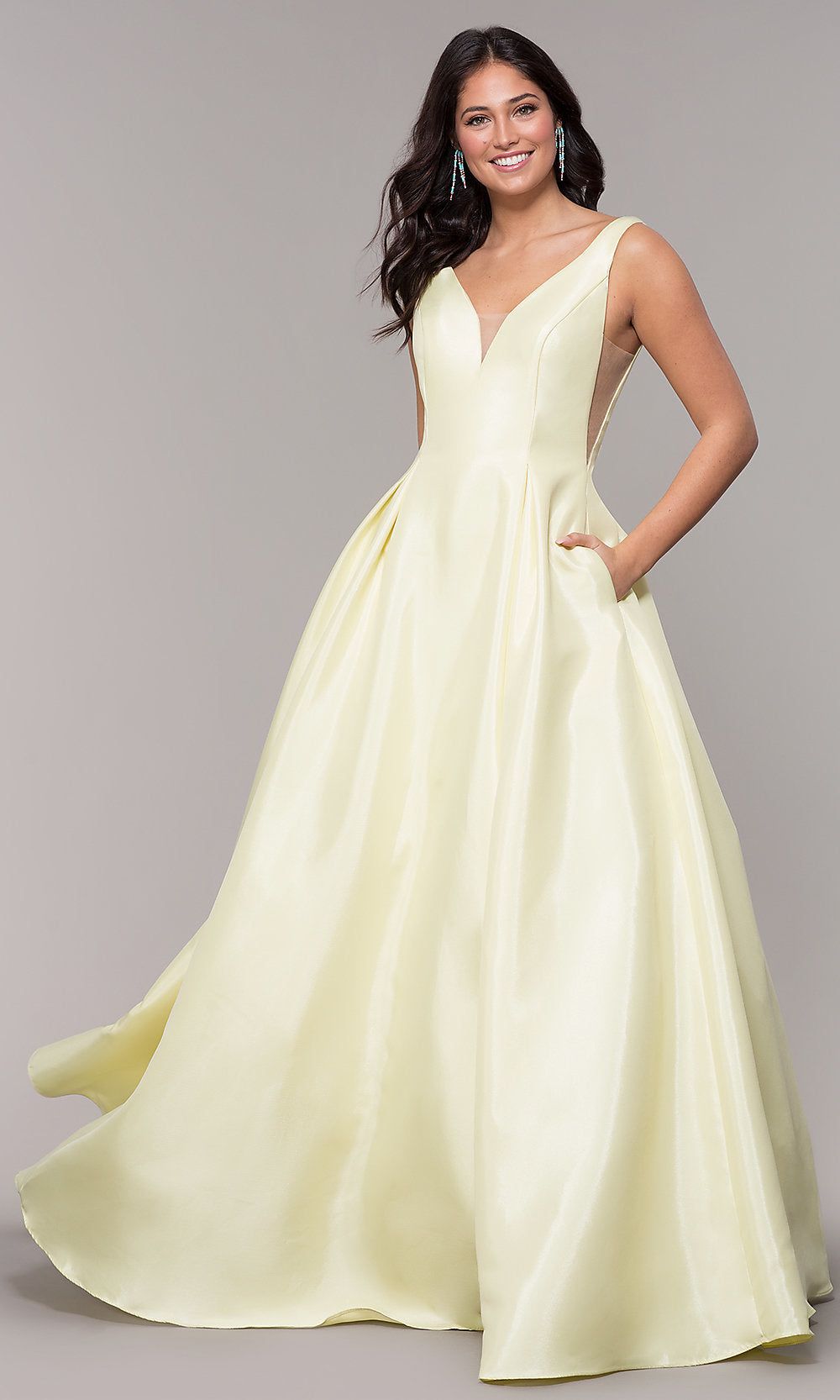 Satin Long A-Line Prom Dress with Pockets sold by PromGirl product image thumbnail 4