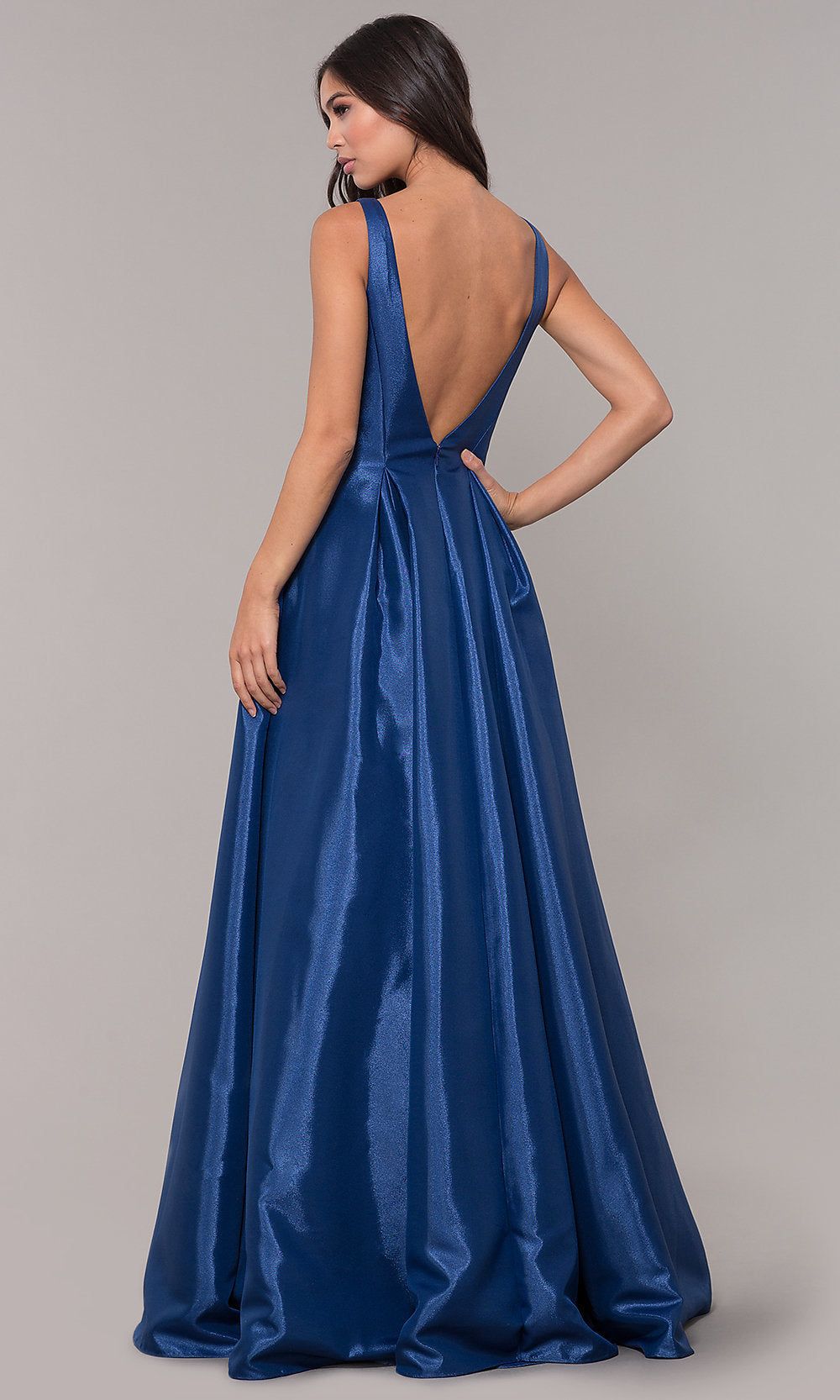 Satin Long A-Line Prom Dress with Pockets sold by PromGirl product image thumbnail 2