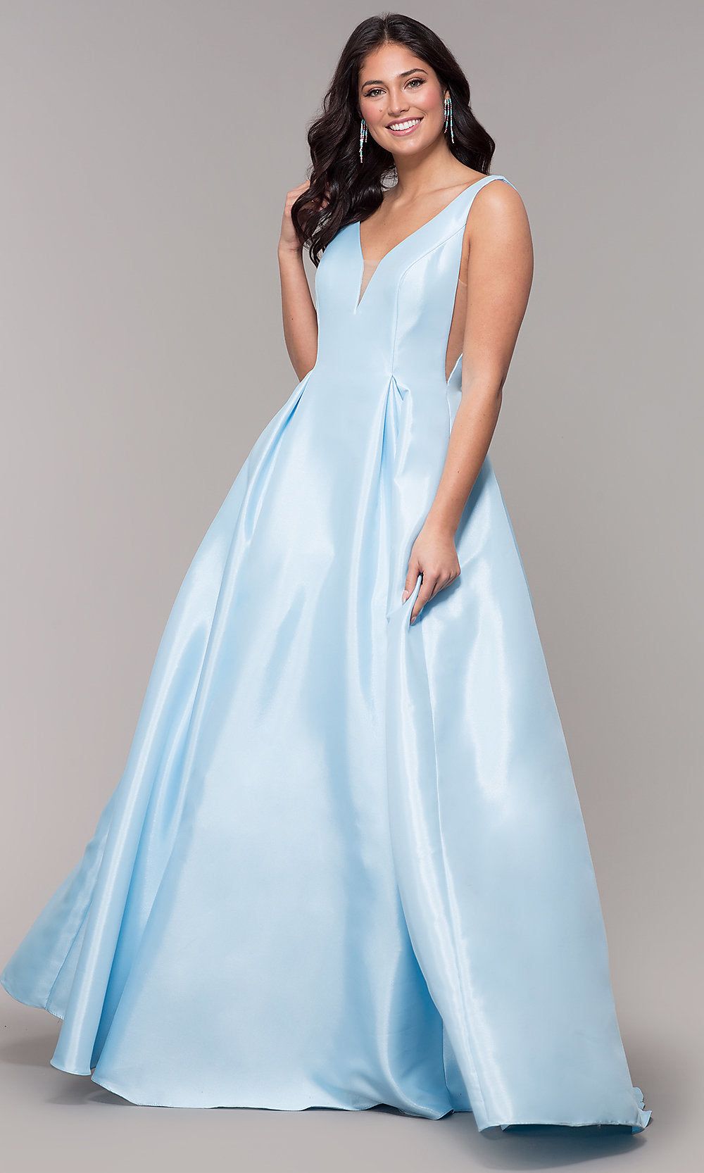 Satin Long A-Line Prom Dress with Pockets sold by PromGirl product image thumbnail 3