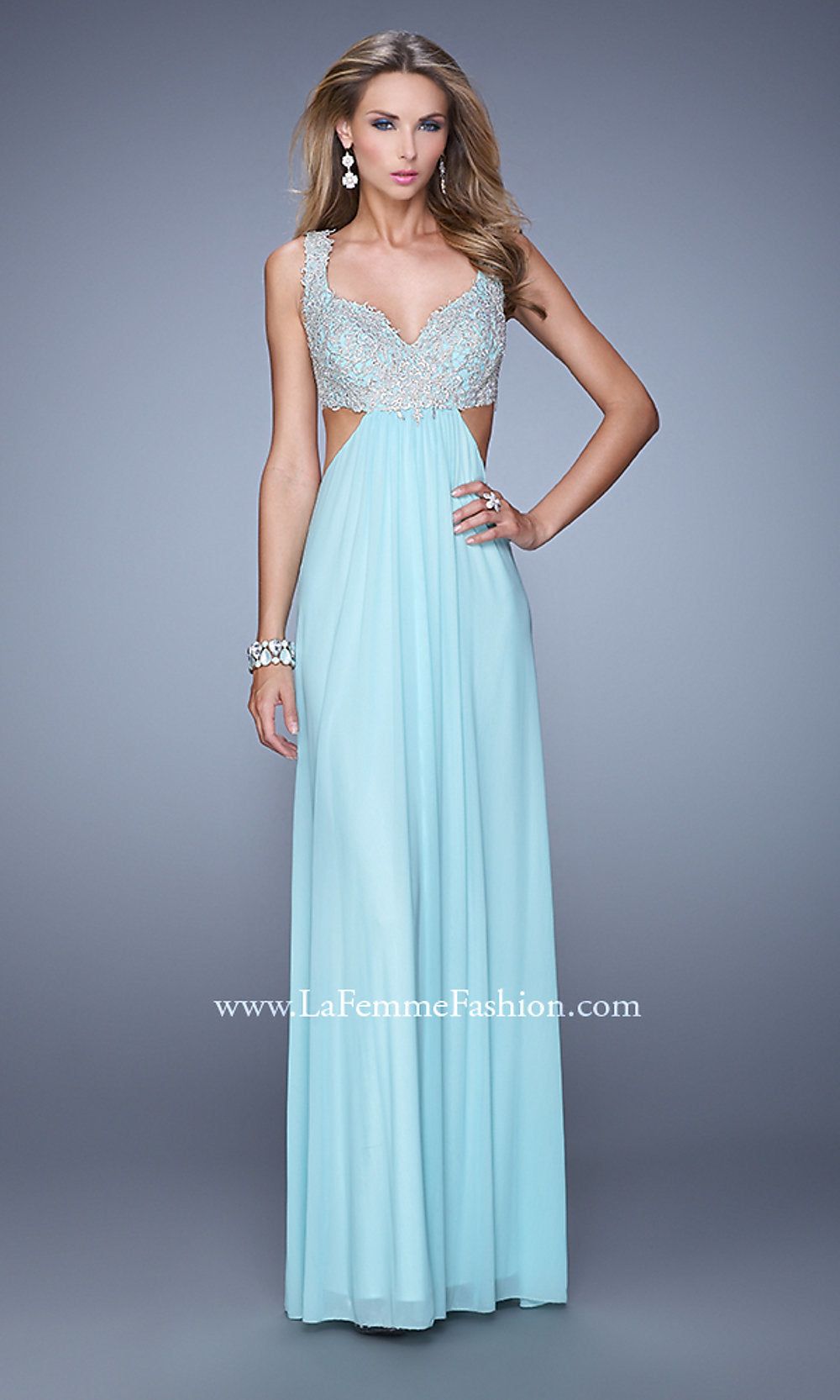 Long La Femme Prom Dress with Cut-Out Sides sold by PromGirl product image thumbnail 3