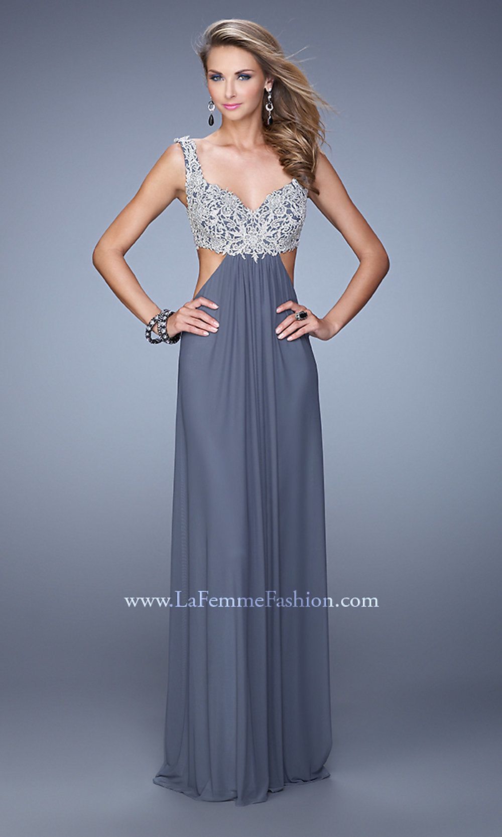 Long La Femme Prom Dress with Cut-Out Sides sold by PromGirl product image thumbnail 4