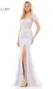 Short Sleeve Long Sequin-Floral Prom Dress 3290 sold by PromGirl