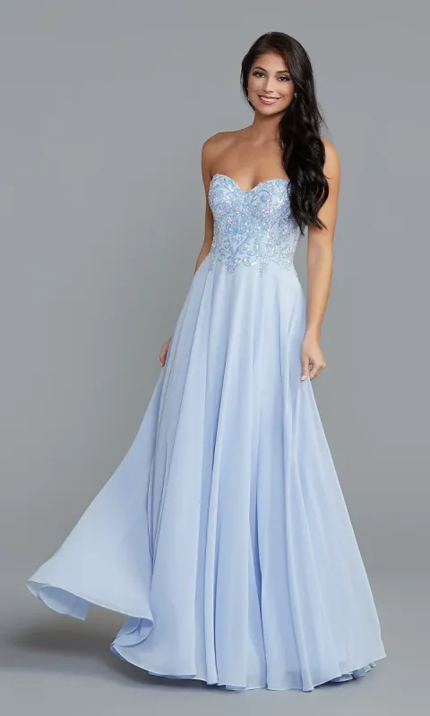 PromGirl Sparkly Long Prom Dress in Blue sold by PromGirl