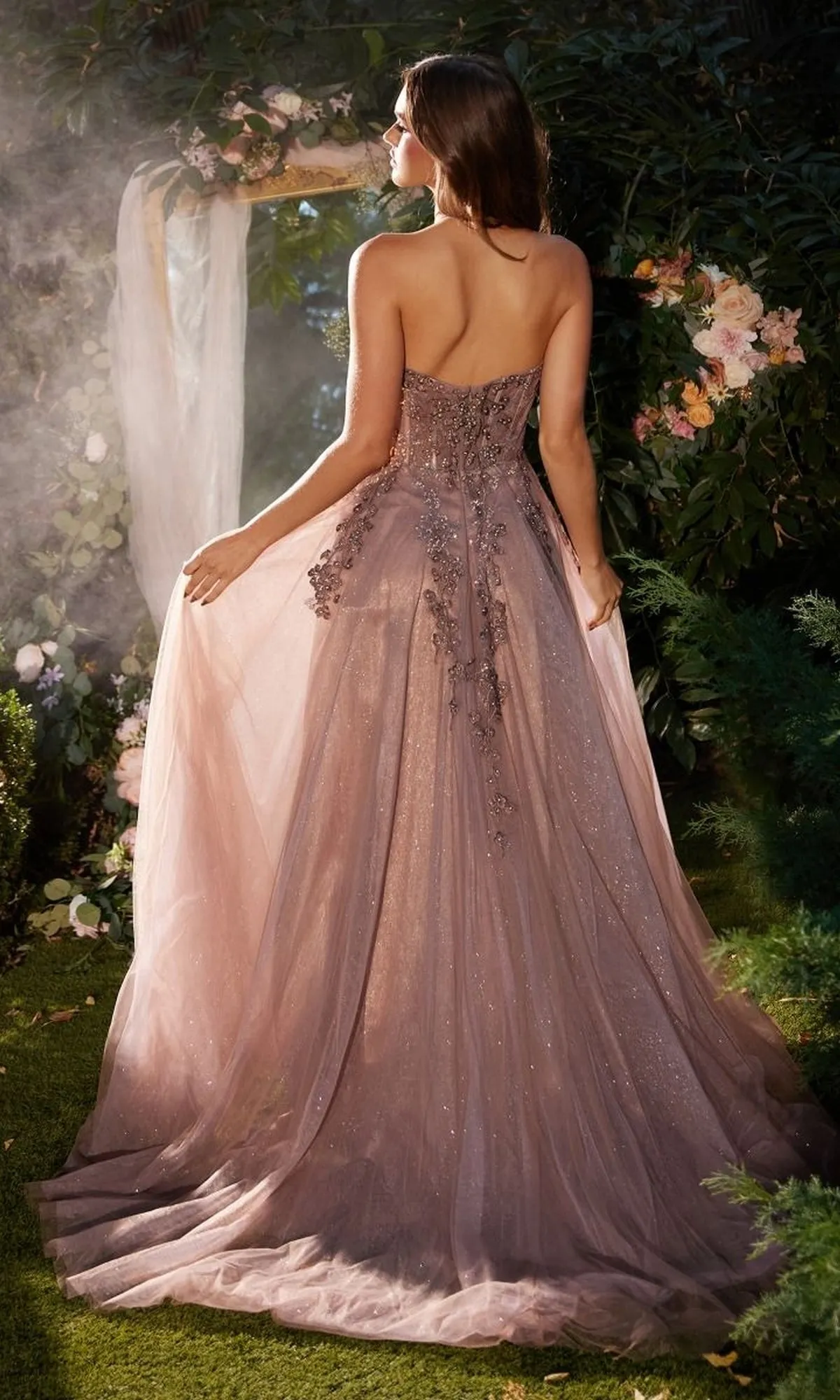Cut-Out Long Halter Glitter Prom Ball Gown A1236 sold by PromGirl product image thumbnail 2