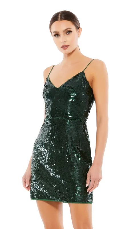 Dark Emerald Green Sequin Cocktail Dress 93646 sold by PromGirl