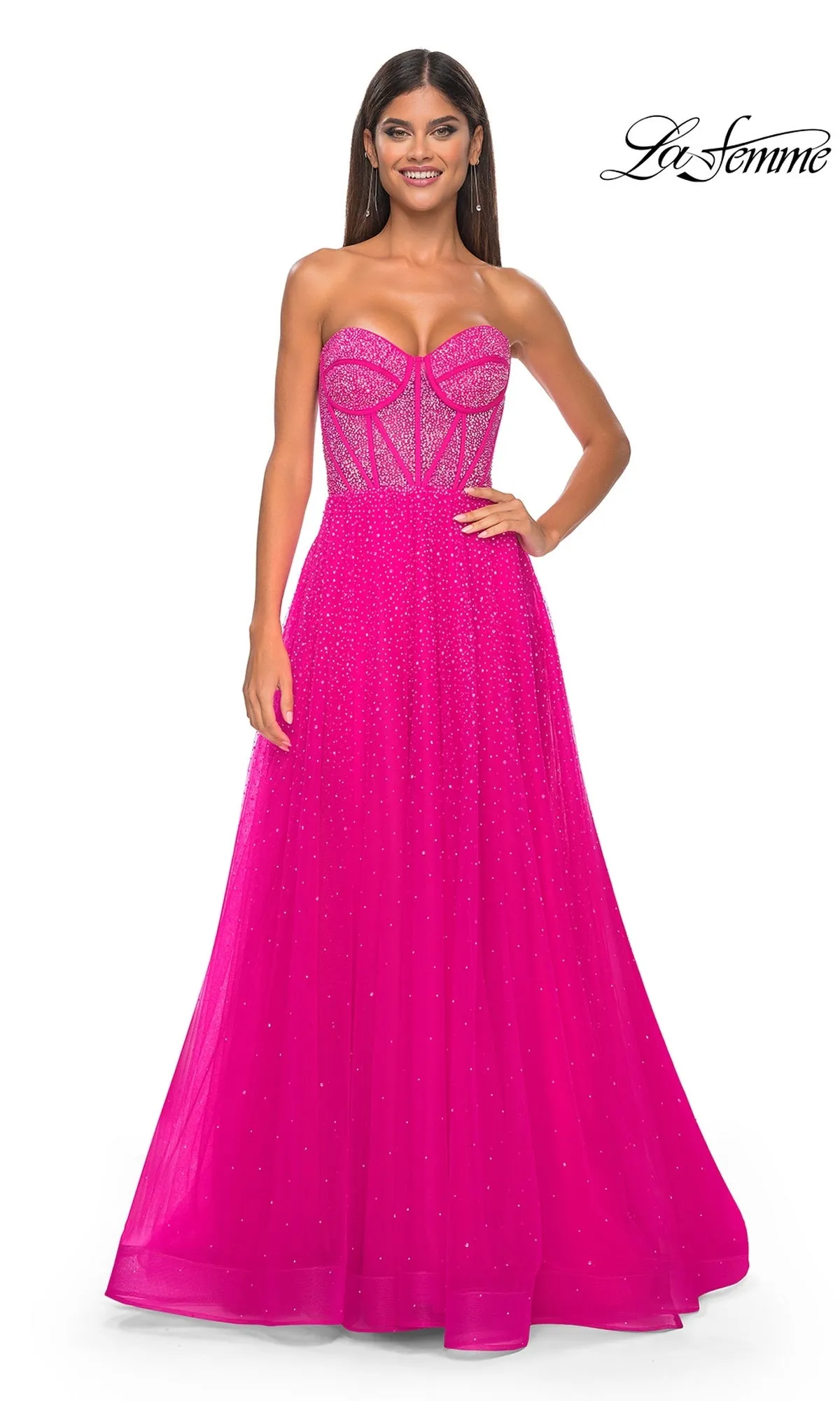 La Femme Strapless Beaded Long Prom Dress 32278 sold by PromGirl product image thumbnail 4