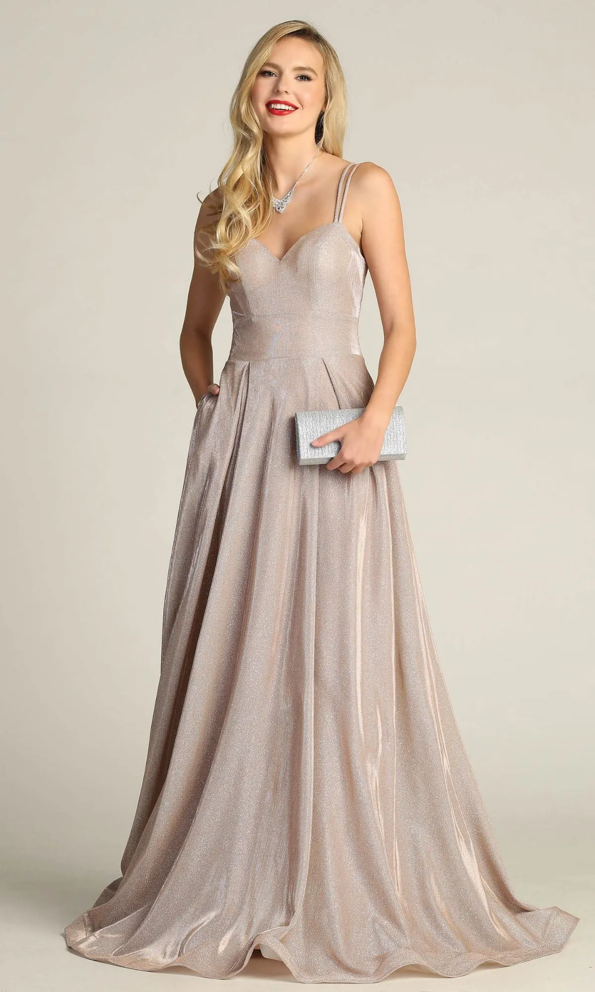 Lace-Up Back Long Metallic A-Line Prom Dress 4022 sold by PromGirl product image thumbnail 4