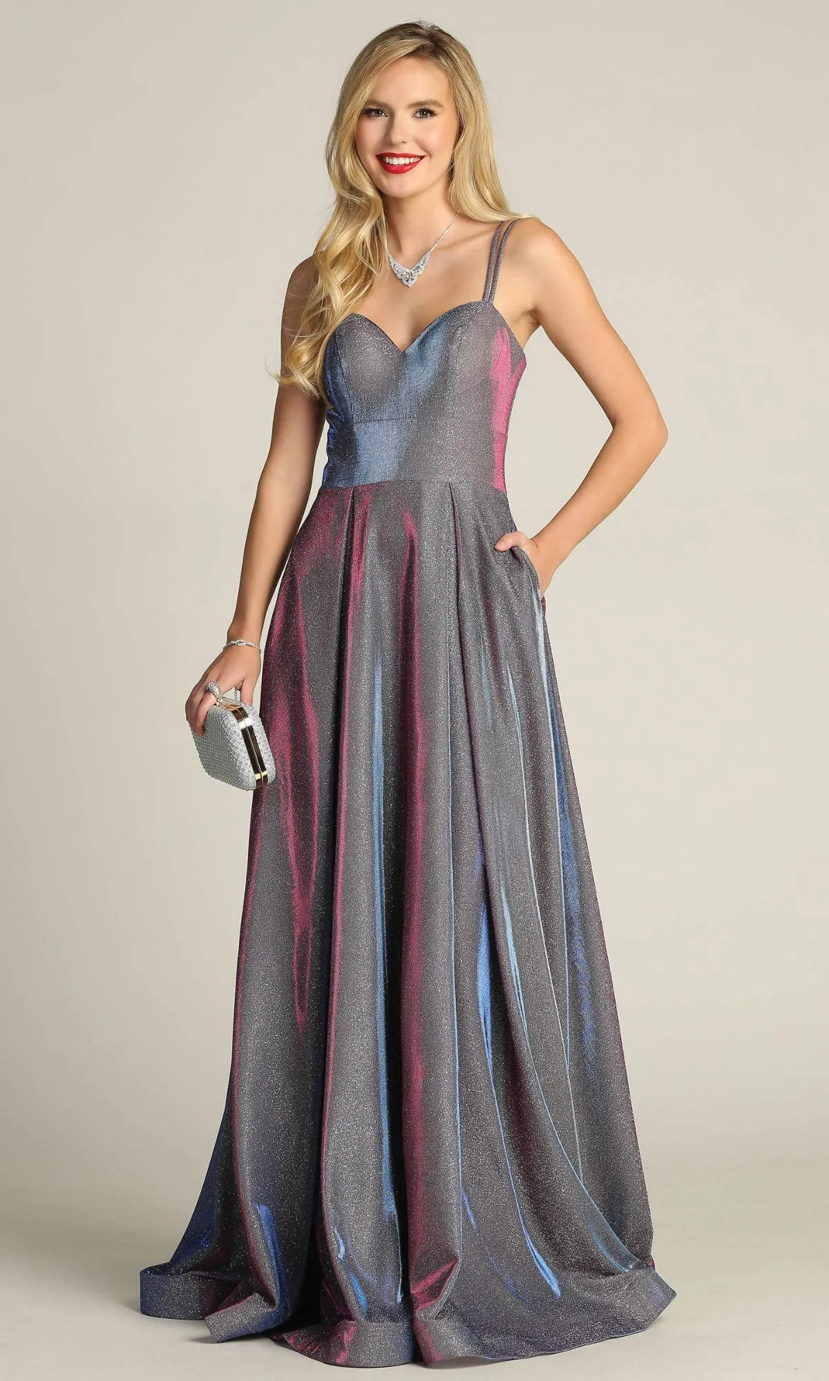 Lace-Up Back Long Metallic A-Line Prom Dress 4022 sold by PromGirl product image thumbnail 3