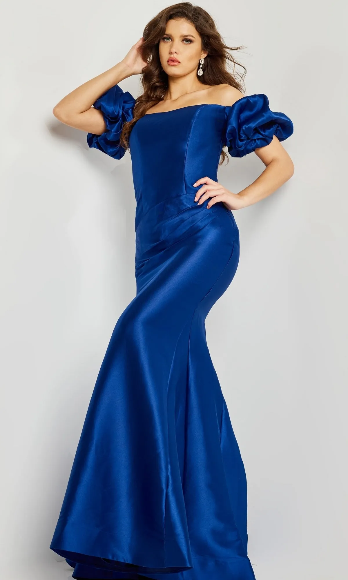 Puff-Sleeve Mikado Evening Dress: Jovani 08361 sold by PromGirl