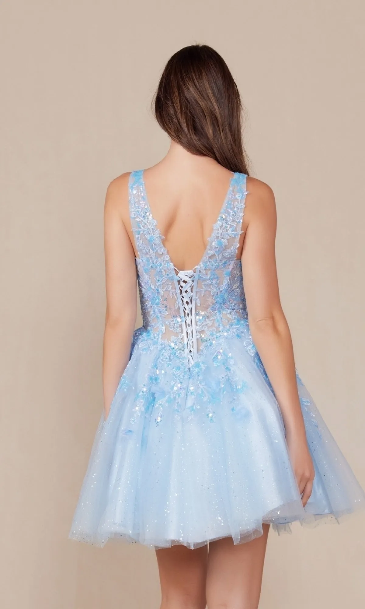 Embroidered-Bodice Short A-Line Hoco Dress H846 sold by PromGirl product image thumbnail 2