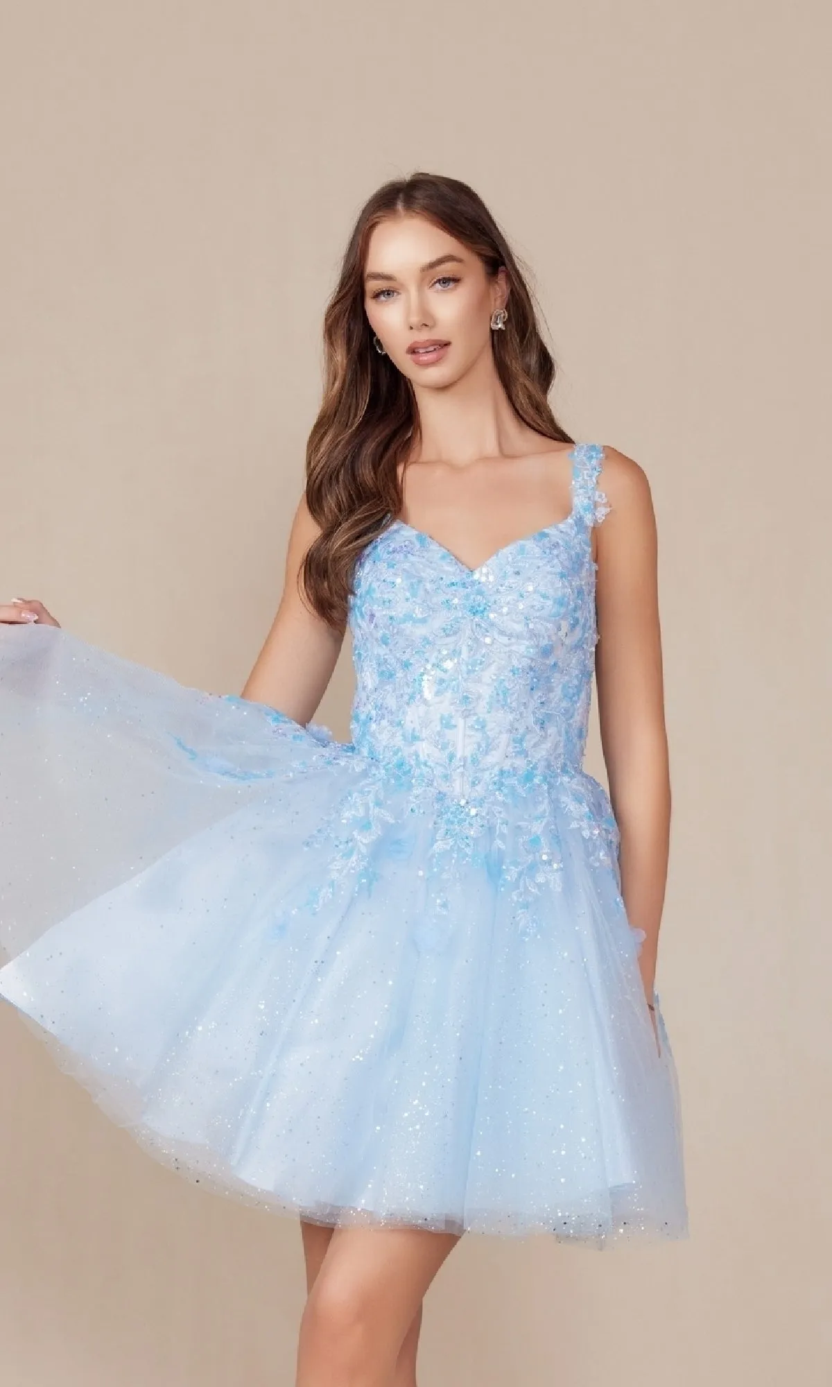 Embroidered-Bodice Short A-Line Hoco Dress H846 sold by PromGirl