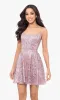 Rose Pink Short Glitter-Print Hoco Dress 5001BN sold by PromGirl