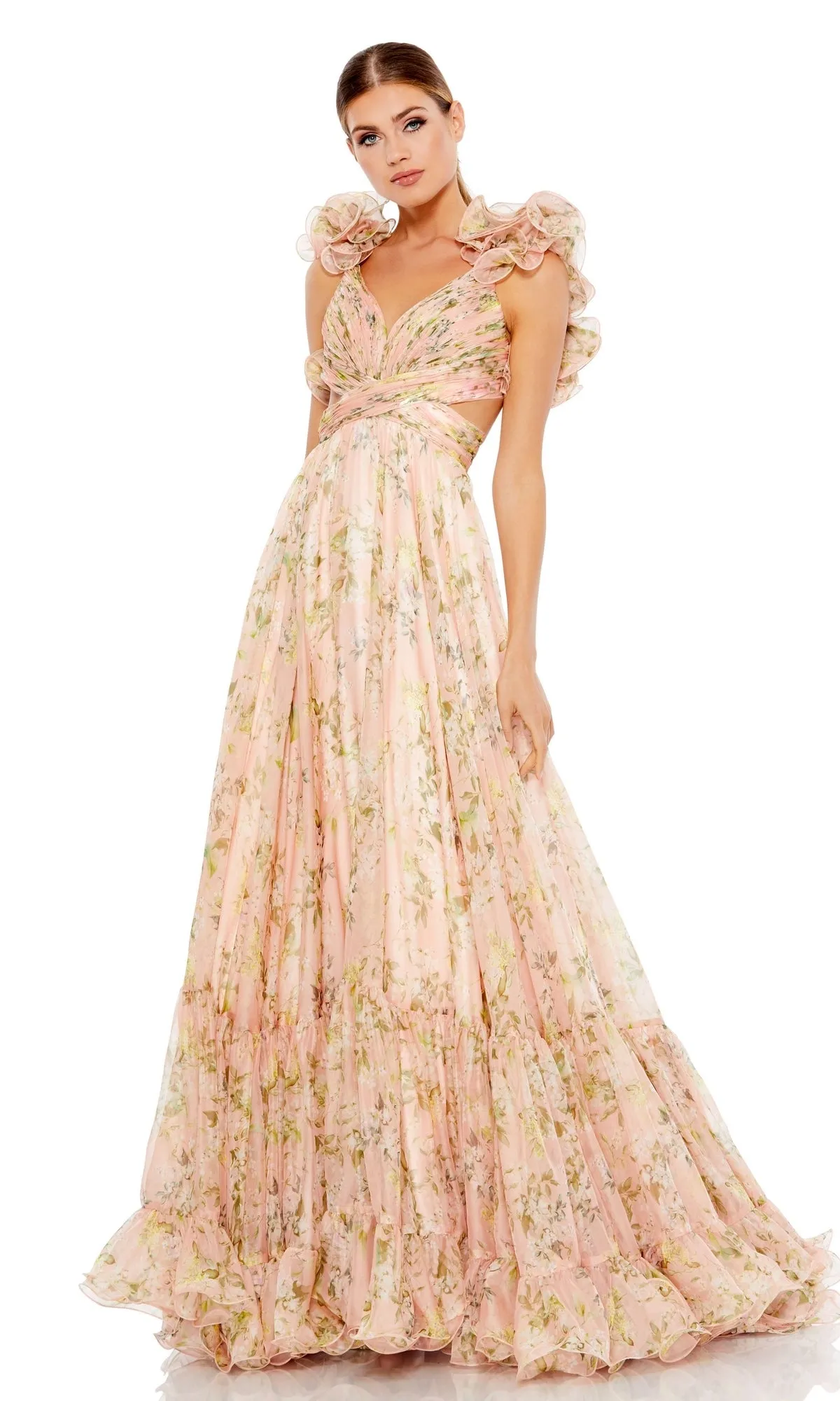 Ruffled Long Print Formal Dress: Mac Duggal 67803 sold by PromGirl product image thumbnail 3