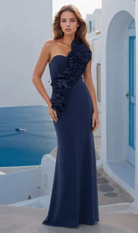 Betsy and Adam One-Shoulder Long Prom Dress A26071 sold by PromGirl