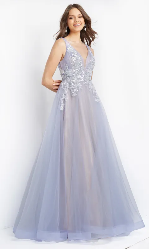 JVN by Jovani Long Lavender Prom Ball Gown sold by PromGirl