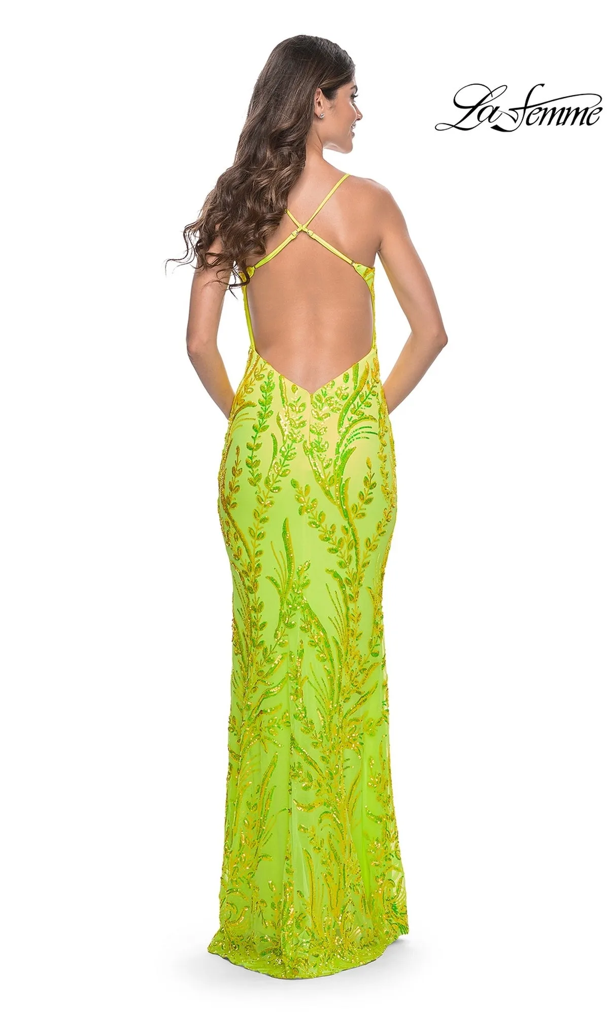 La Femme Bright Long Sequin-Print Prom Dress 32343 sold by PromGirl product image thumbnail 2