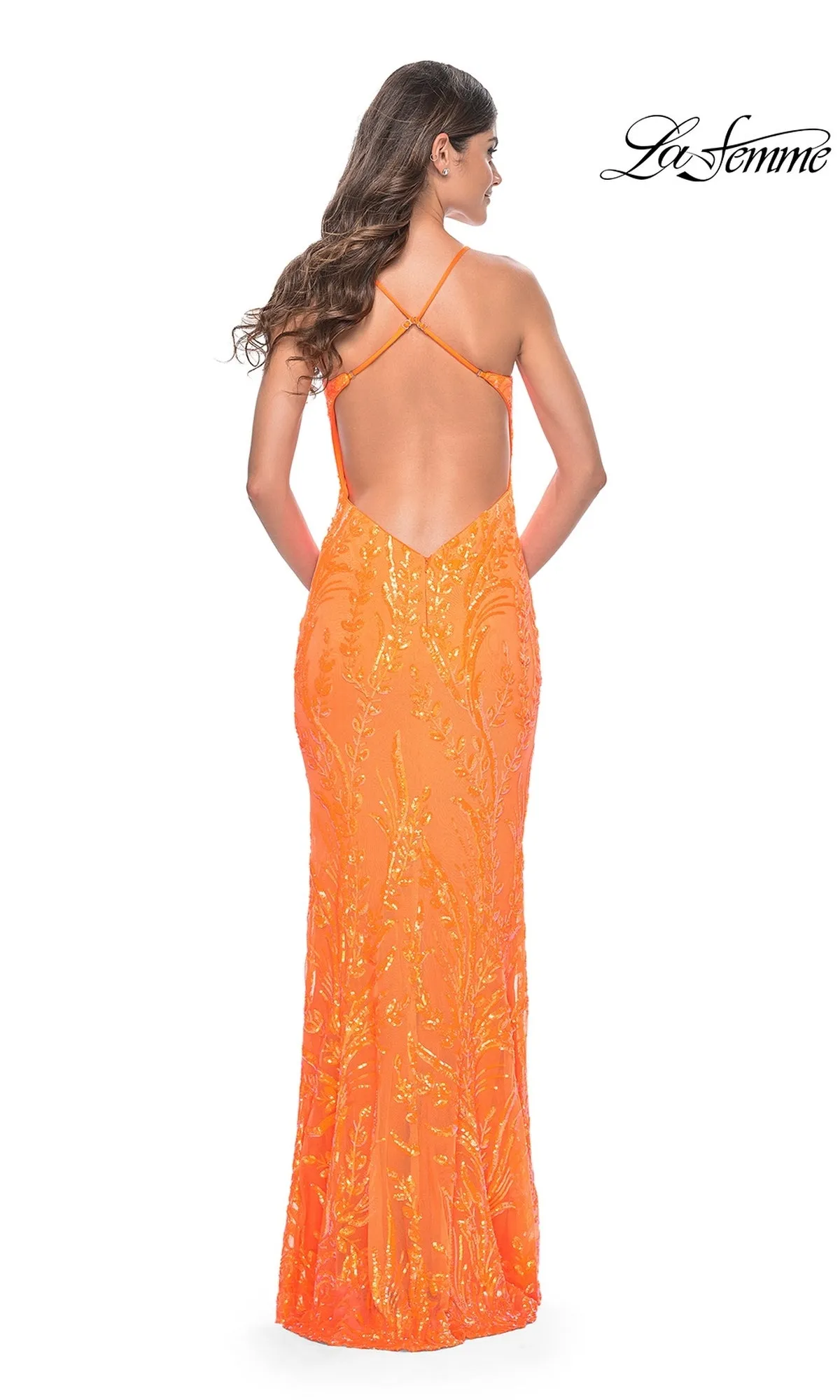 La Femme Bright Long Sequin-Print Prom Dress 32343 sold by PromGirl product image thumbnail 5