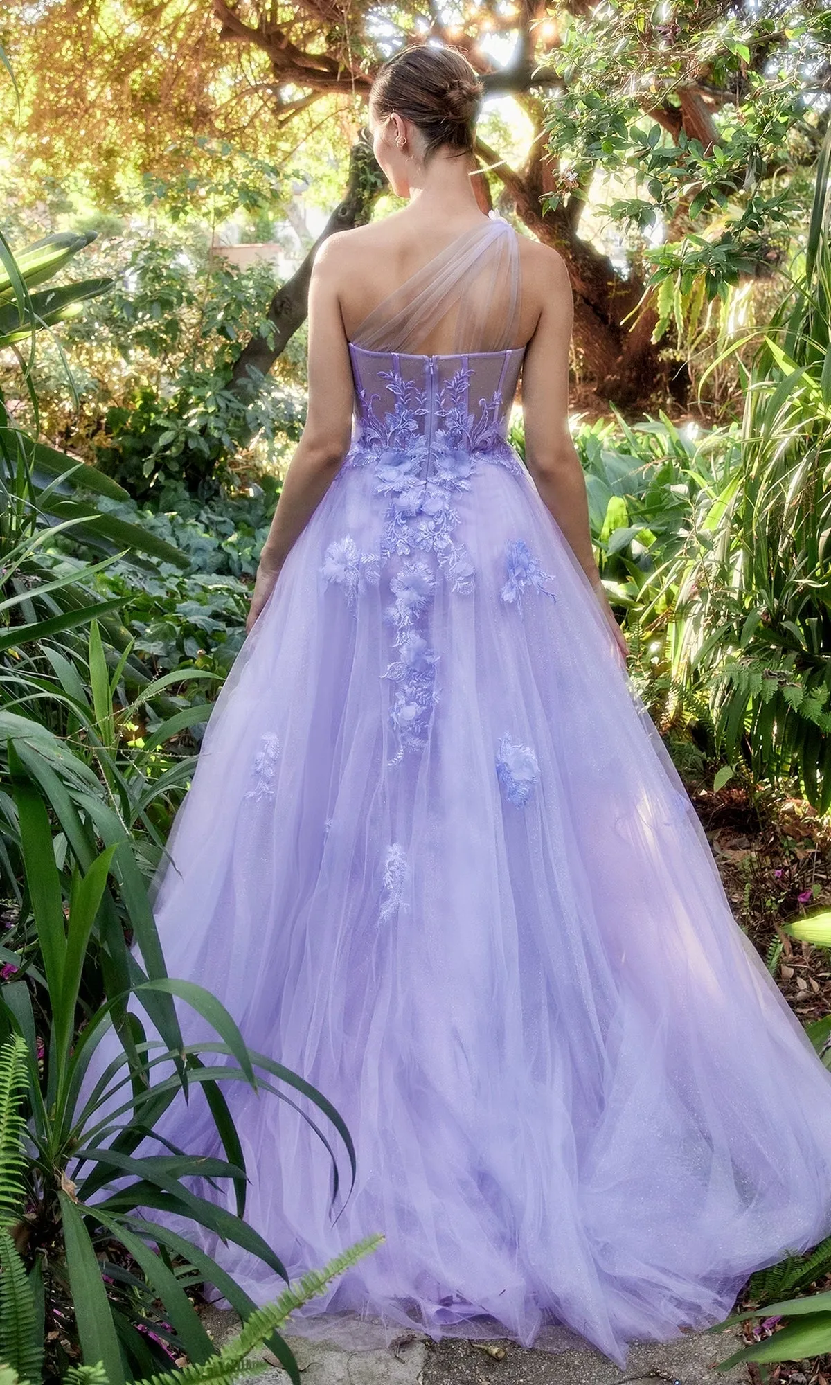 One-Shoulder Sheer-Bodice Long Prom Gown A1053 sold by PromGirl product image thumbnail 2