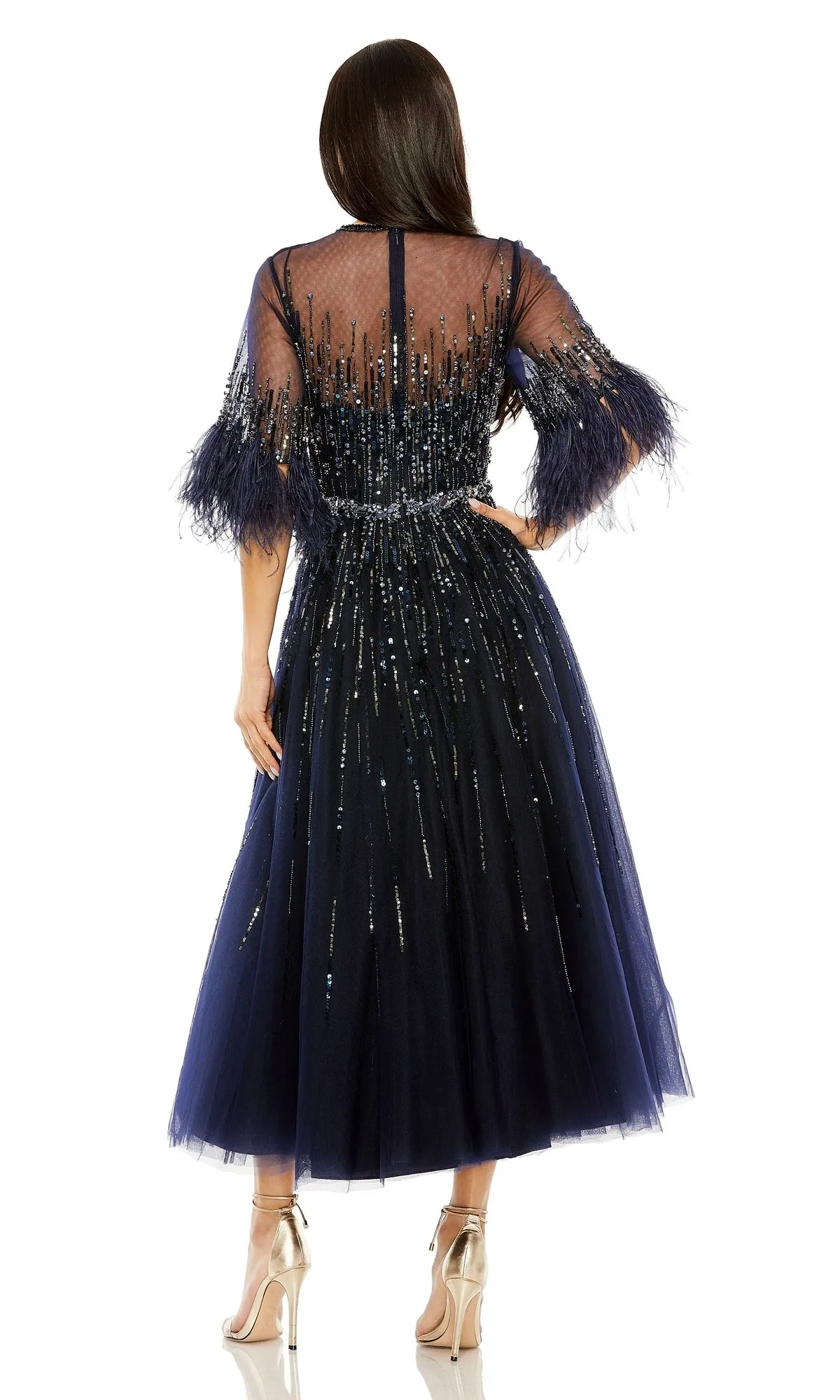 Mac Duggal Navy Midi Wedding-Guest Dress 42097 sold by PromGirl product image thumbnail 2