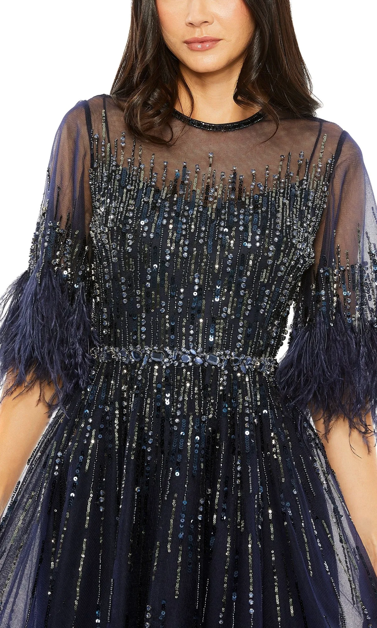 Mac Duggal Navy Midi Wedding-Guest Dress 42097 sold by PromGirl product image thumbnail 3