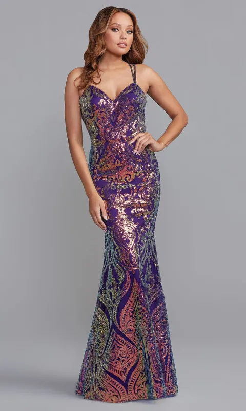 Statement-Back Long Sequin Prom Dress by PromGirl sold by PromGirl