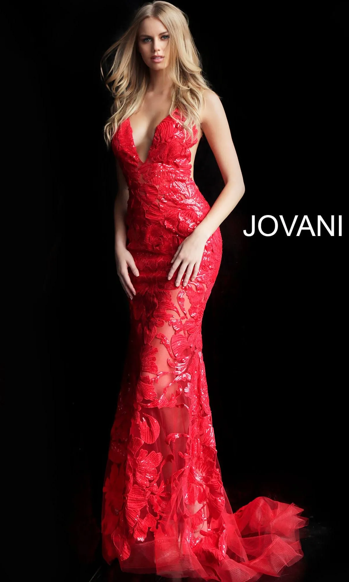 Jovani Embroidered Long Prom Dress with Sequins sold by PromGirl