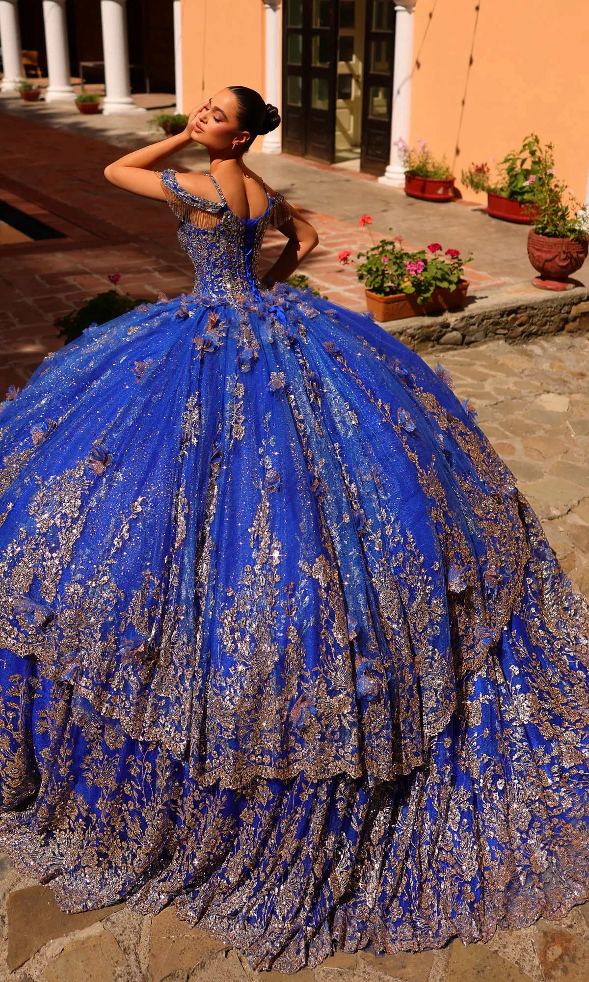 Amarra 54284 Quince Dress with Cathedral Train Cape sold by PromGirl product image thumbnail 2