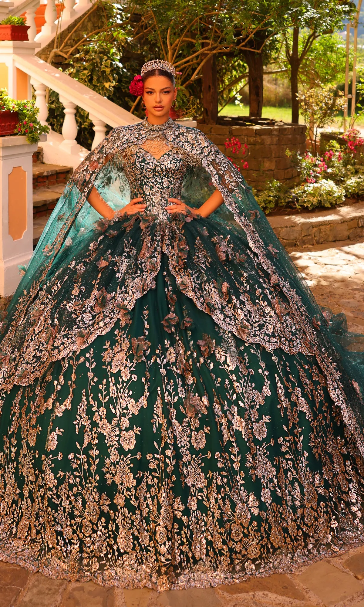 Amarra 54284 Quince Dress with Cathedral Train Cape sold by PromGirl product image thumbnail 3