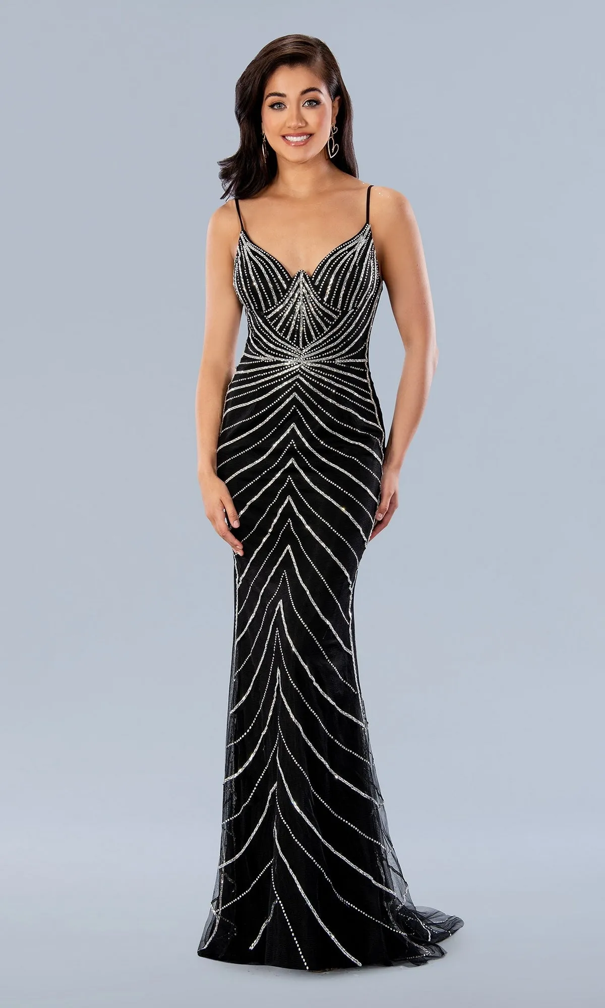 Stella Couture Long Black Beaded Prom Dress 24114 sold by PromGirl