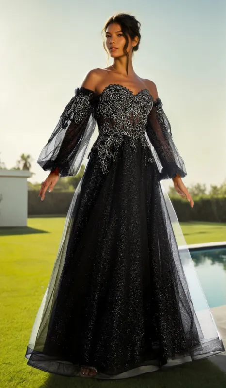 Long Sleeve Long A-Line Prom Dress: Chicas CHF3093 sold by PromGirl