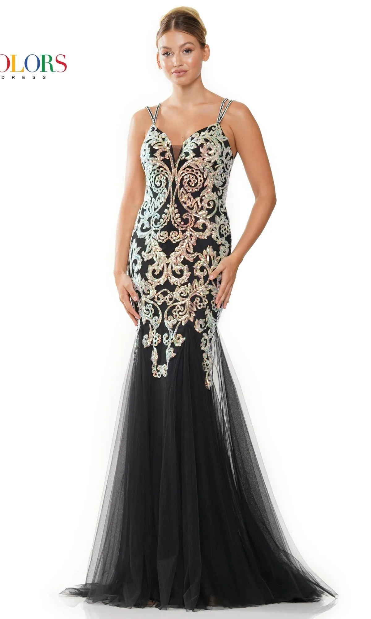Sequin-Embroidered Long Mermaid Prom Dress 3208 sold by PromGirl