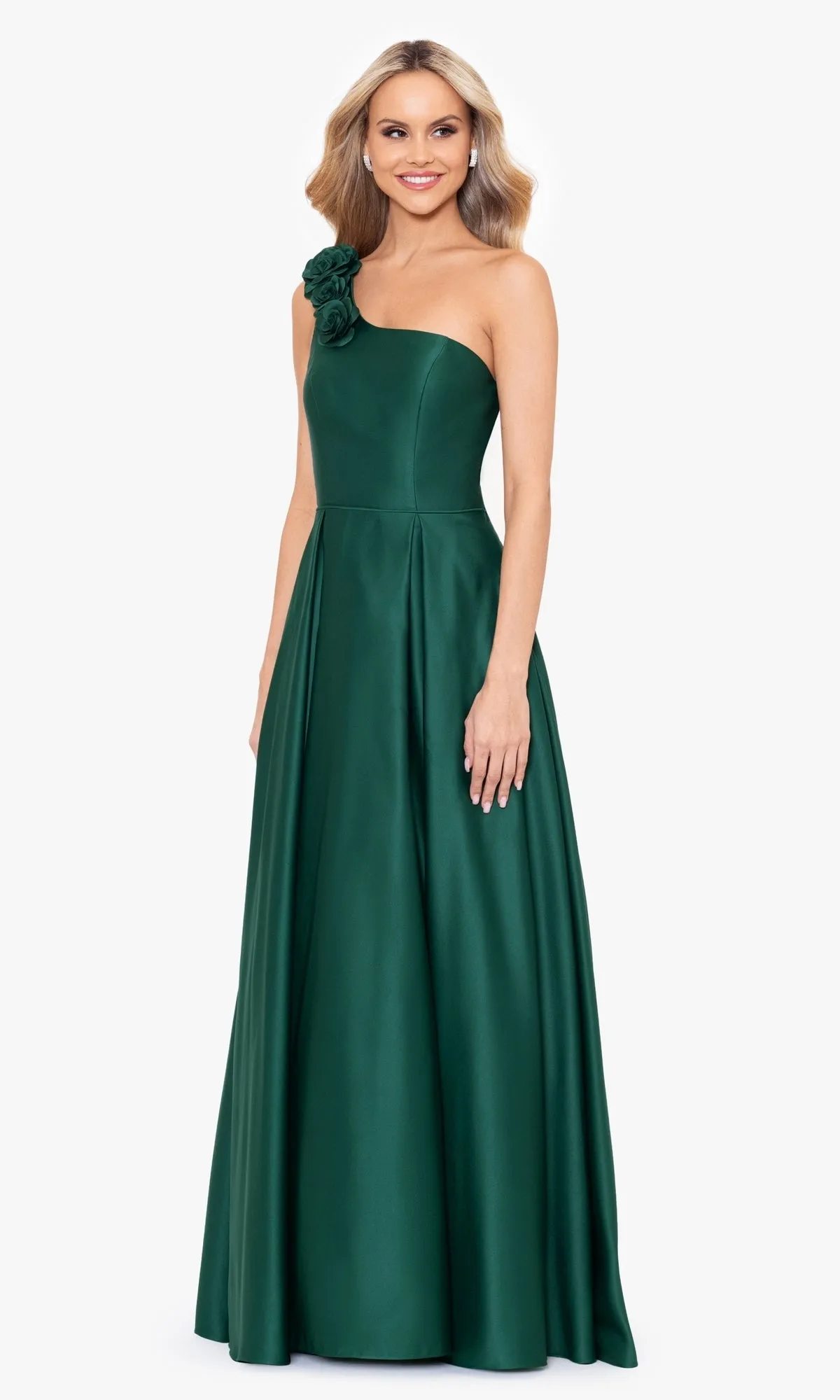 Hunter Green One-Shoulder Long Prom Dress 4600BN sold by PromGirl product image thumbnail 3