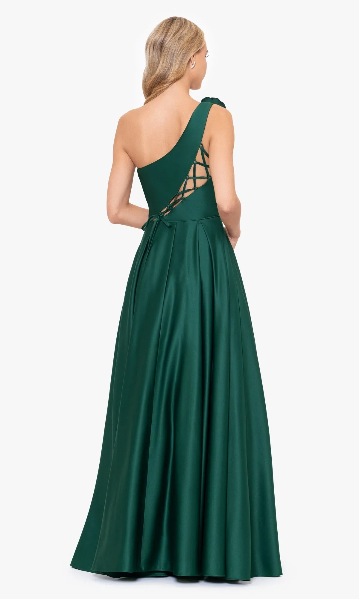 Hunter Green One-Shoulder Long Prom Dress 4600BN sold by PromGirl product image thumbnail 5
