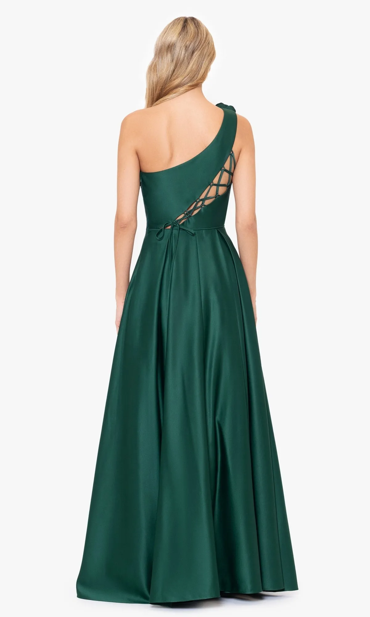 Hunter Green One-Shoulder Long Prom Dress 4600BN sold by PromGirl product image thumbnail 2