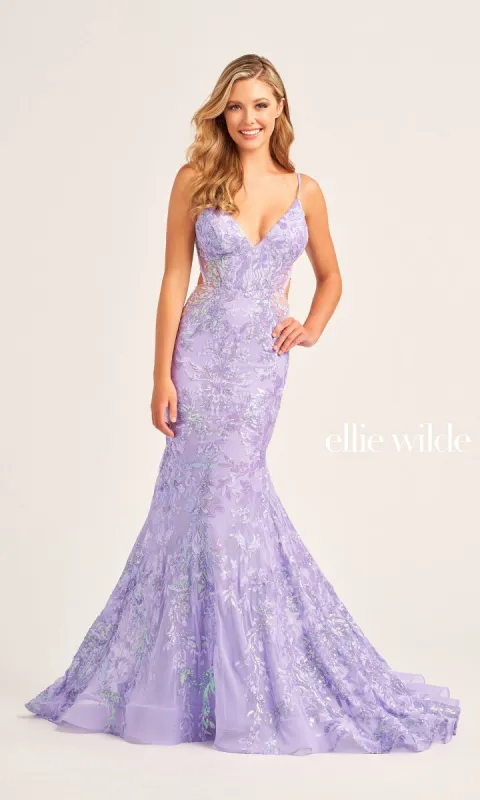Ellie Wilde Long Tulle Designer Prom Dress EW35011 sold by PromGirl