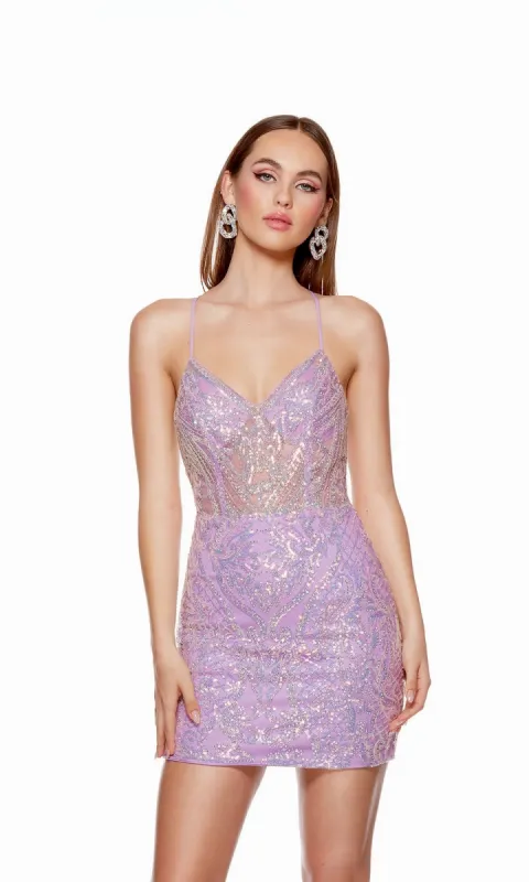 Open-Back Short Sequin Homecoming Dress 4664 sold by PromGirl