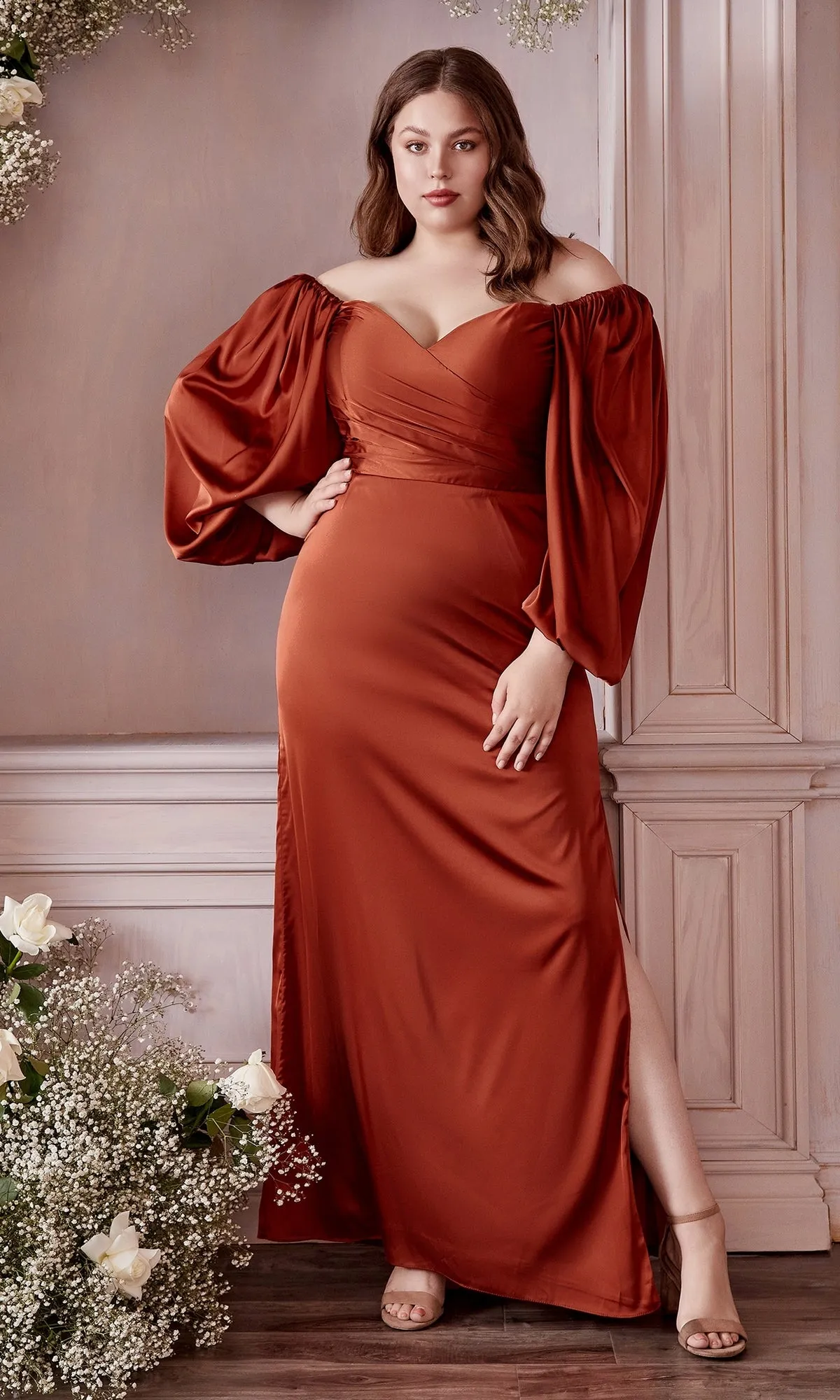 Plus Long Sleeve Long Prom Dress: Ladivine 7482C sold by PromGirl product image thumbnail 4