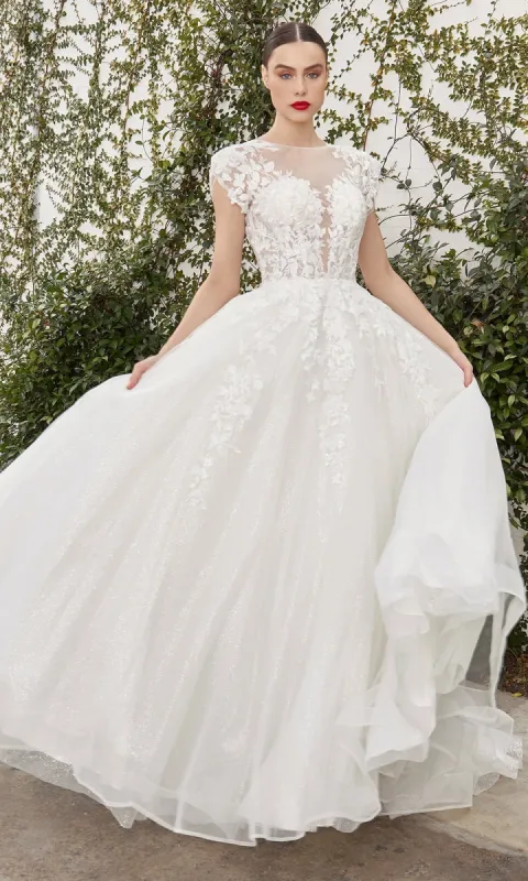 Cap-Sleeve Wedding Ball Gown A1082W sold by PromGirl