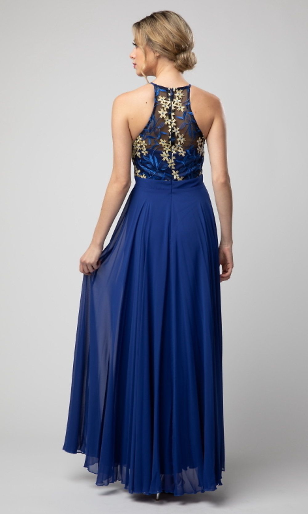 Shail K Long High-Neck Prom Dress with Embroidery sold by PromGirl product image thumbnail 2