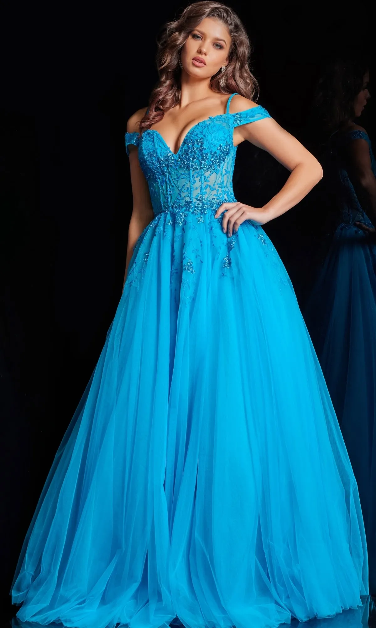 Embroidered Sheer-Corset Prom Ball Gown 02022 sold by PromGirl product image thumbnail 3