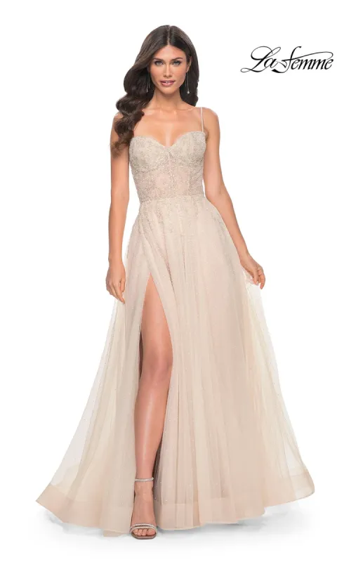 La Femme Champage Long A-Line Prom Dress 32271 sold by PromGirl