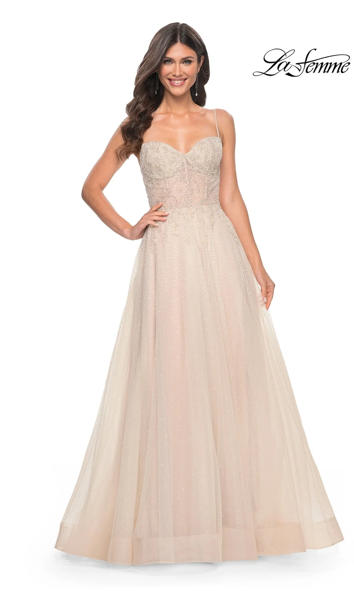 La Femme Champage Long A-Line Prom Dress 32271 sold by PromGirl product image thumbnail 4